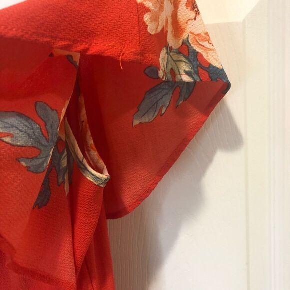 Mimi Chica orange floral off the shoulder maxi dress, size medium - Picture 10 of 14